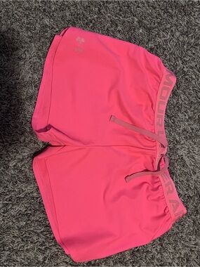 Under Armour Women’s Hot Pink Athletic Shorts with Logo Waistband